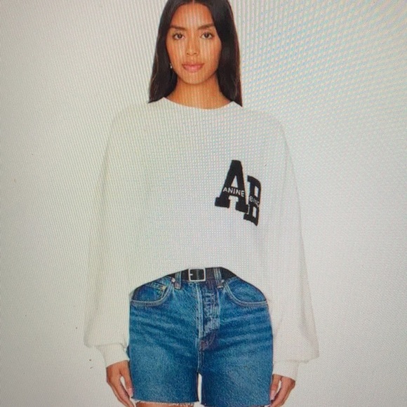 Anime Bing Miles Letterman Sweatershirt in off white size Large - Picture 1 of 7